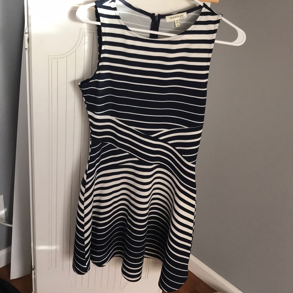 Blue and white stripped dress